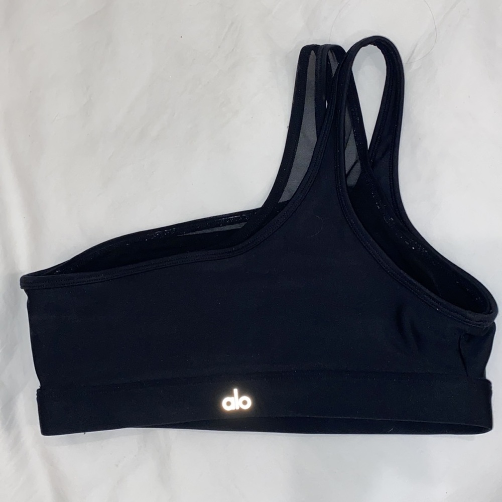 ALO YOGA BLACK ONE SHOULDER SPORTS BRA | Size Medium